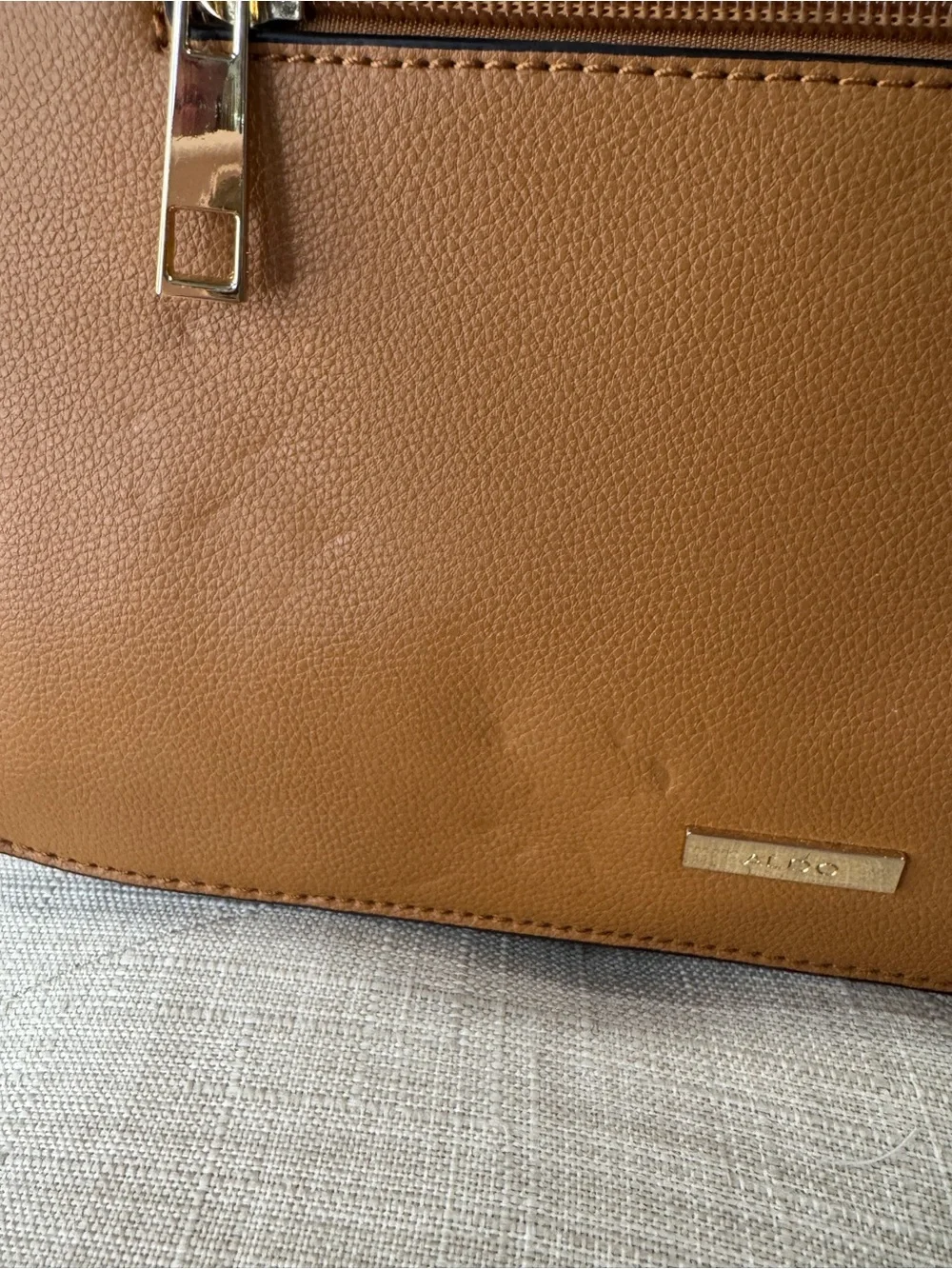 Aldo Tan and White Top-Handle Satchel